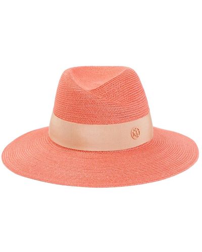 Maison Michel Peach fedora hat yellow - Pink