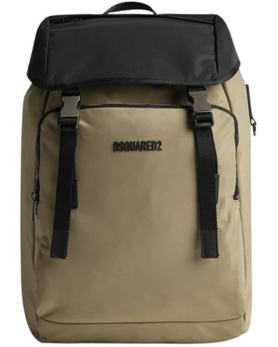 DSquared² Bicolor rucksack mit verstellbarem kordelzug und reißverschlusstaschen - Grün