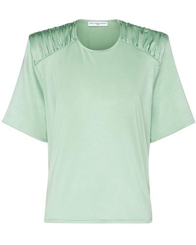 MVP WARDROBE T-shirt con spalle drappeggiate elegante - Verde