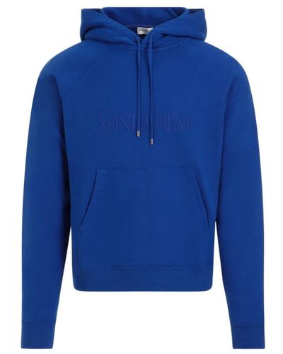 Saint Laurent Bestickter hoodie in blau