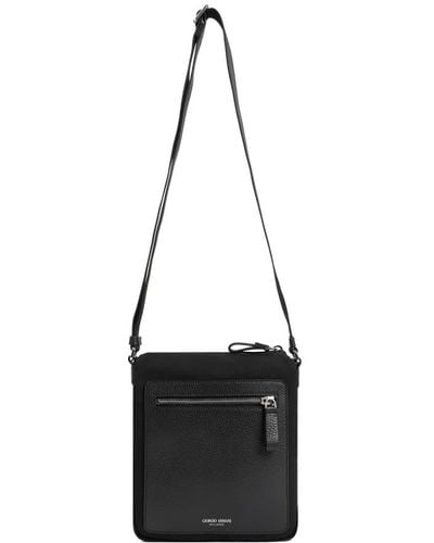 Giorgio Armani Black Grained Leather Shoulder Bag