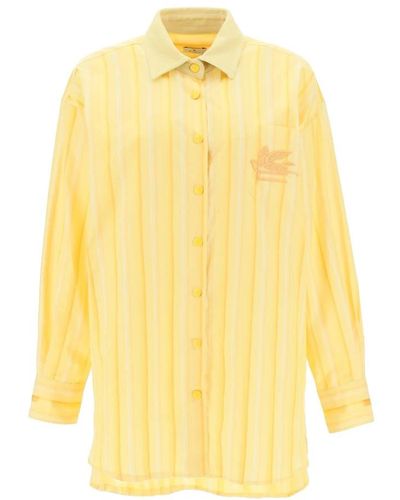 Etro Gestreiftes mini-hemd-kleid - Gelb
