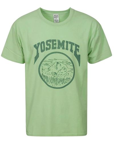 WILD DONKEY Grünes baumwoll-t-shirt mit esel-print