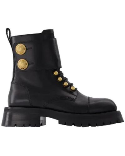Bottines Balmain En Cuir Et Velours - Taille 37 - Bordeaux - Talon Haut - Neuves Sans Boîte