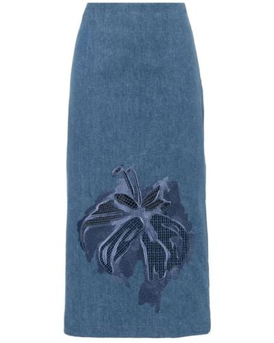 Stella Jean Falda larga de mezclilla elegante - Azul