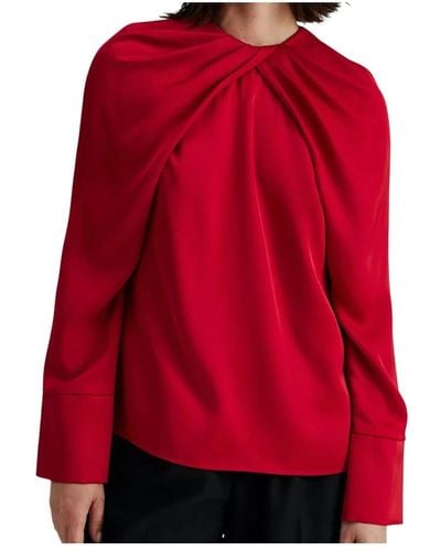 By Malina Bluse mit plissiertem ausschnitt - Rot