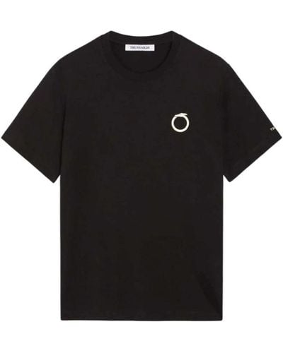 Trussardi T-shirt in cotone con stampa greyhound piccolo - Nero