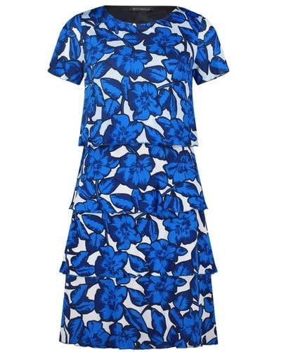 Betty Barclay Blumiges stufenkleid mit flügelärmeln - Blau