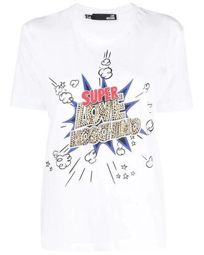 Love Moschino T-shirt donna w4h0608m3876 con maxi logo super love - Bianco