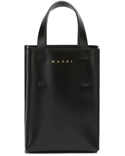 Marni Leder tote tasche mit innentasche,einkaufstasche aus kalbsleder mit innentasche - Schwarz