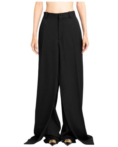 Balenciaga Pantalones negros de doble frente estilo pasarela