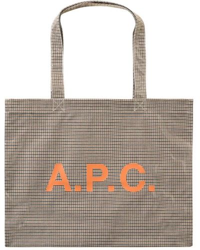 A.P.C. Karierte einkaufstasche - Grau