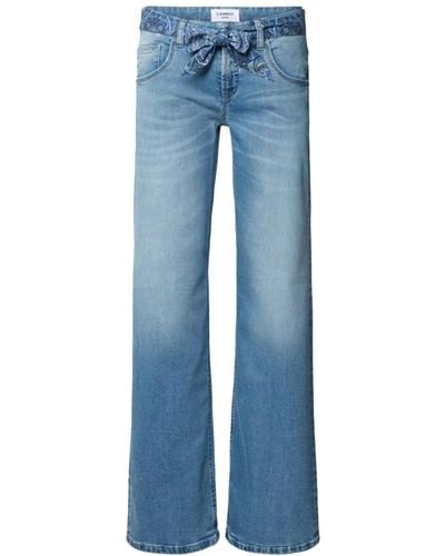 Cambio Wide leg jeans mit schleifengürtel - Blau