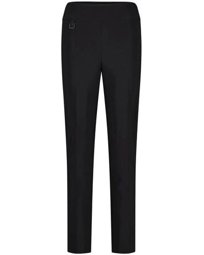 Joseph Ribkoff Pantaloni noir elasticizzati a vita alta con accessorio logo - Nero