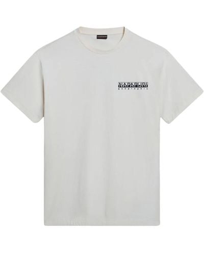 Napapijri T-shirt mit kurzen ärmeln und fettem logo - Grau