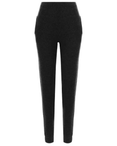 Saint Laurent Schwarze cashmere leggings mit elastischem bund und knöchelriemen