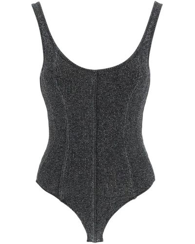Agolde Body in maglia a costine con cuciture stile corsetto - Grigio