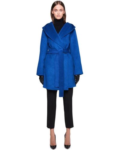 Silvian Heach Abrigo azul con capucha y cinturón