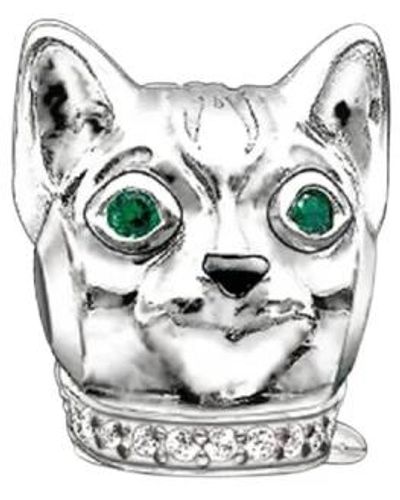 Thomas Sabo Perla gatto - verde e argento - Bianco