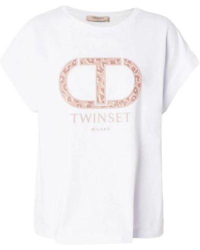 Twin Set Weißes logo oval t-shirt