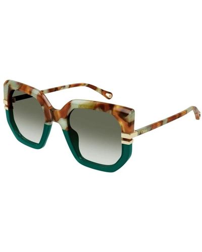 Chloé Stilvolle havana grüne sonnenbrille - Mehrfarbig