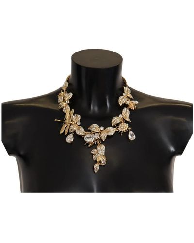 Dolce & Gabbana Elegant Sicily Floral Bug Statement Necklace - Black