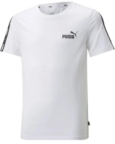 PUMA Weißes und schwarzes logo tape t-shirt