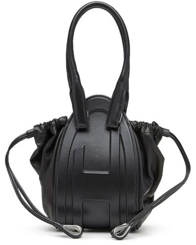 DIESEL 1dr-fold xs - oval logo handbag in nappa leather - Nero