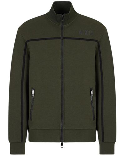 Armani Exchange Grüner scuba sweatshirt mit reißverschlusstaschen