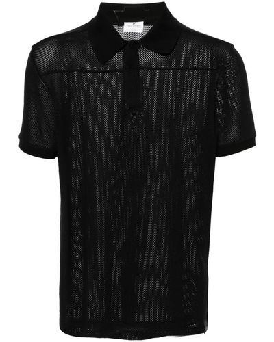 Courreges Schwarzes mesh design polo shirt