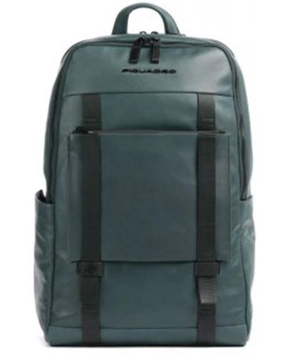 Piquadro Leder laptop rucksack - Grün