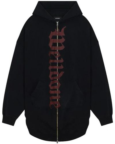 we11done Gothic logo schwarzer hoodie pullover - Blau