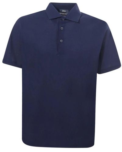 Herno Blaues polo shirt, regular fit, 100% baumwolle