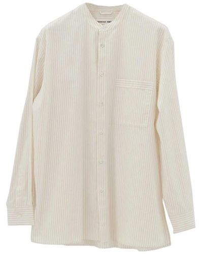 Birkenstock Cremefarbenes gestreiftes baumwollhemd mit tasche - Weiß