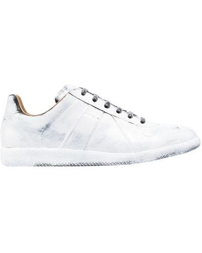 Maison Margiela Sneakers in pelle bianche con dettaglio spruzzi di vernice - Bianco