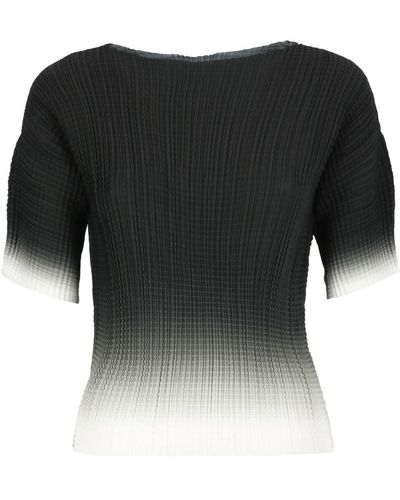 Herno Schwarzes plissiertes t-shirt mit verlaufssaum