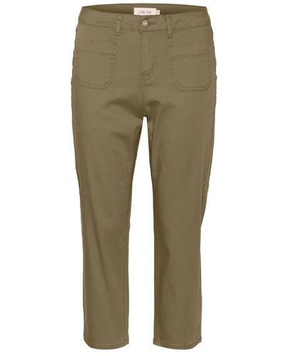 Cream Cropped trousers - Grün