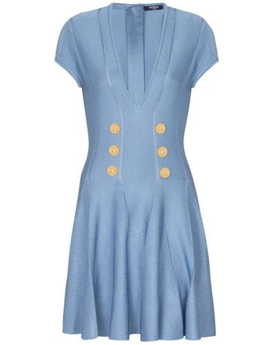 Balmain Fine-knit 6-button Dress - Blue