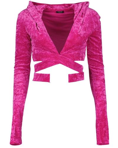 Versace Samt v-ausschnitt kapuzenoberteil - Pink