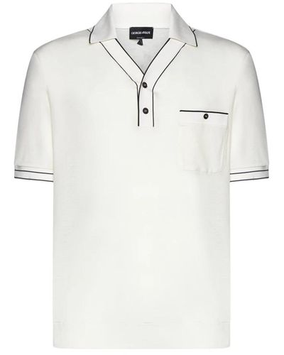 Giorgio Armani Strickpolo mit v-ausschnitt t-shirts - Weiß