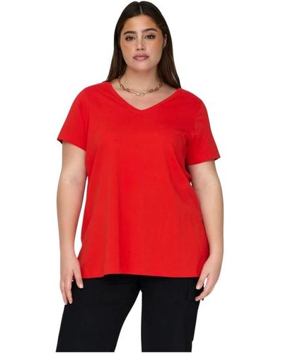 Only Carmakoma Bonnie life v-ausschnitt shirt - Rot