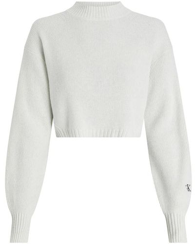 Calvin Klein Pullover corto in lana avorio - Bianco