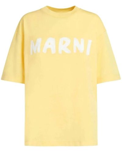 Marni Camisetas y polos amarillos logo estampado