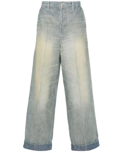 KENZO Abgenutzte denim straight fit jeans - Grau