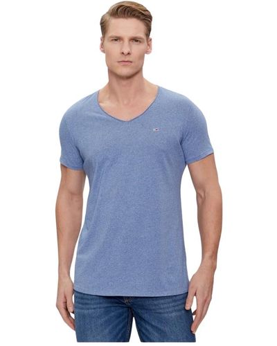 Tommy Hilfiger Slim fit jaspe v-ausschnitt t-shirt - Blau