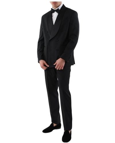 Paoloni Double Breasted Suits - Black