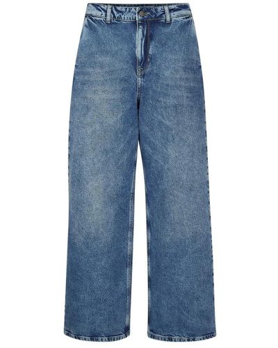 My Essential Wardrobe Jeans cargo de talle alto holgados - Azul