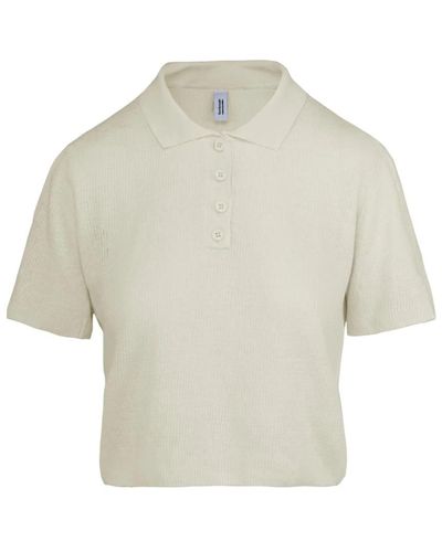 Bomboogie Linen cotton knit polo shirt - Blanco