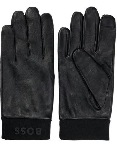 BOSS Lederhandschuhe mit touchscreen-funktionalität - Schwarz
