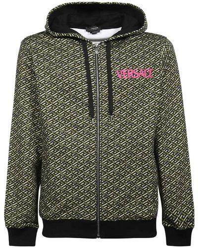 Versace Kapuzen-sweatshirt mit reißverschluss und logo-detail - Grün